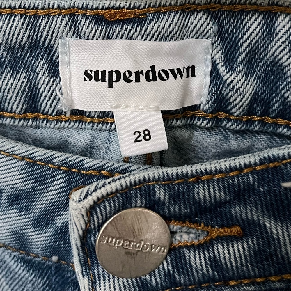 SUPERDOWN x REVOLVE | Straight Leg Marilyn Frayed Hem Jean Medium Wash | Size 28 - Picture 4 of 9